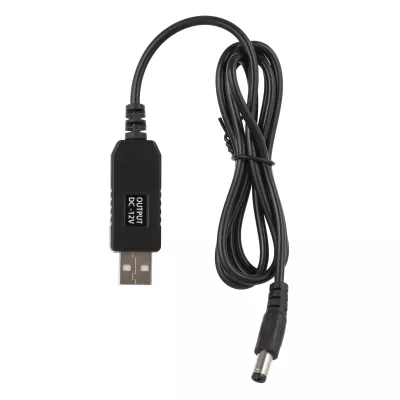 Кабель USB-A > DC 5.5х2.5мм живлення 2Е 1м, 12В/1A, чорний (2E-CCAD12-BK)