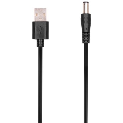 Кабель USB-A > DC 5.5х2.5мм живлення 2Е 1м, 5В/1.5A, чорний (1283126552823)