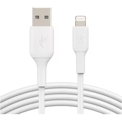 Кабель USB-A > Lightning заряджання/синхронізації Belkin 1м, 12Вт, PVC, (2 Pack), білий (CAA001BT1MWH2PK)