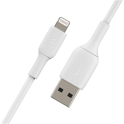 Кабель USB-A > Lightning заряджання/синхронізації Belkin 1м, 12Вт, PVC, (2 Pack), білий (CAA001BT1MWH2PK)