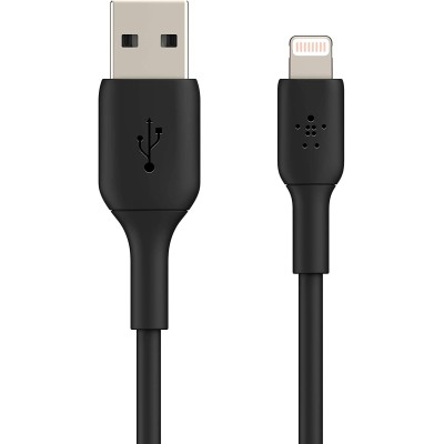 Кабель USB-A > Lightning заряджання/синхронізації Belkin 1м, 12Вт, PVC, чорний (CAA001BT1MBK)