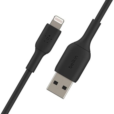 Кабель USB-A > Lightning заряджання/синхронізації Belkin 1м, 12Вт, PVC, чорний (CAA001BT1MBK)