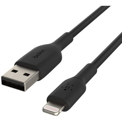 Кабель USB-A > Lightning заряджання/синхронізації Belkin 1м, 12Вт, PVC, чорний (CAA001BT1MBK)