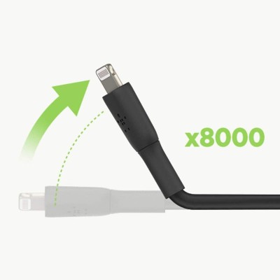 Кабель USB-A > Lightning заряджання/синхронізації Belkin 1м, 12Вт, PVC, чорний (CAA001BT1MBK)