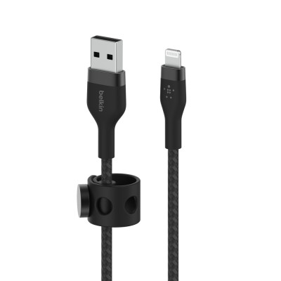 Кабель USB-A > Lightning заряджання/синхронізації Belkin 1м, плетений, силіконовий, з ремінцем на магніті, чорний (CAA010BT1MBK) Кабель USB-A > Lightning заряджання/синхронізації Belkin 1м, плетений, силіконовий, з ремінцем на магніті, чорний (CAA010BT1MBK)