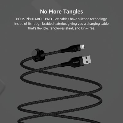 Кабель USB-A > Lightning заряджання/синхронізації Belkin 1м, плетений, силіконовий, з ремінцем на магніті, чорний (CAA010BT1MBK) Кабель USB-A > Lightning заряджання/синхронізації Belkin 1м, плетений, силіконовий, з ремінцем на магніті, чорний (CAA010BT1MBK)