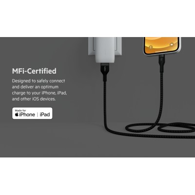 Кабель USB-A > Lightning заряджання/синхронізації Belkin 1м, плетений, силіконовий, з ремінцем на магніті, чорний (CAA010BT1MBK) Кабель USB-A > Lightning заряджання/синхронізації Belkin 1м, плетений, силіконовий, з ремінцем на магніті, чорний (CAA010BT1MBK)