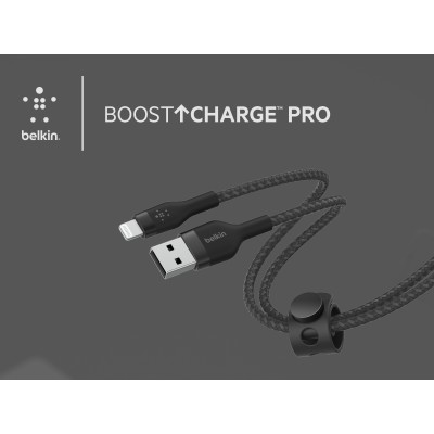 Кабель USB-A > Lightning заряджання/синхронізації Belkin 1м, плетений, силіконовий, з ремінцем на магніті, чорний (CAA010BT1MBK) Кабель USB-A > Lightning заряджання/синхронізації Belkin 1м, плетений, силіконовий, з ремінцем на магніті, чорний (CAA010BT1MBK)