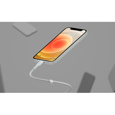 Кабель USB-A > Lightning заряджання/синхронізації Belkin 1м, силіконовий з кліпсою, білий (CAA008BT1MWH)