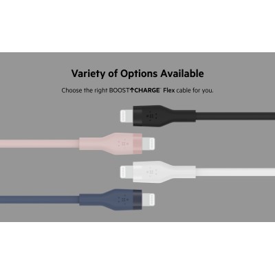 Кабель USB-A > Lightning заряджання/синхронізації Belkin 1м, силіконовий з кліпсою, білий (CAA008BT1MWH)