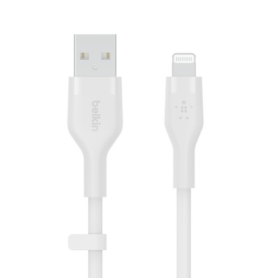 Кабель USB-A > Lightning заряджання/синхронізації Belkin 1м, силіконовий з кліпсою, білий (CAA008BT1MWH)