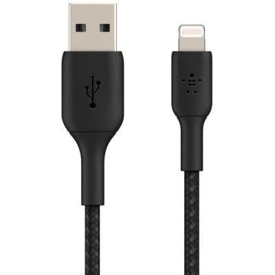 Кабель USB-A > Lightning заряджання/синхронізації Belkin 2м, 12Вт, плетений, чорний (CAA002BT2MBK) Кабель USB-A > Lightning заряджання/синхронізації Belkin 2м, 12Вт, плетений, чорний (CAA002BT2MBK)