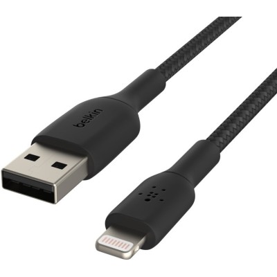 Кабель USB-A > Lightning заряджання/синхронізації Belkin 2м, 12Вт, плетений, чорний (CAA002BT2MBK) Кабель USB-A > Lightning заряджання/синхронізації Belkin 2м, 12Вт, плетений, чорний (CAA002BT2MBK)