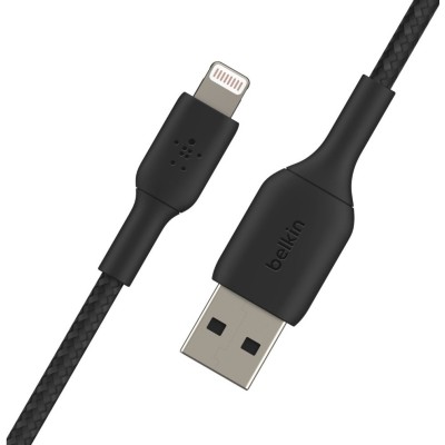 Кабель USB-A > Lightning заряджання/синхронізації Belkin 2м, 12Вт, плетений, чорний (CAA002BT2MBK) Кабель USB-A > Lightning заряджання/синхронізації Belkin 2м, 12Вт, плетений, чорний (CAA002BT2MBK)