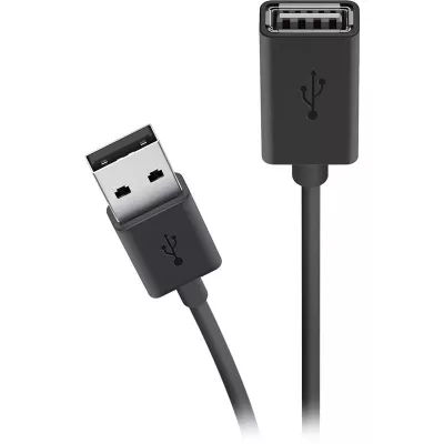 Кабель USB-A > USB-AF заряджання/синхронізації Belkin 4.8м, чорний (F3U153BT4.8M)