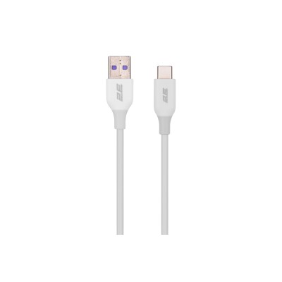 Кабель USB-A > USB-C заряджання/синхронізації 2E 1м, Type-C, Glow, білий (2E-CCAC-WH)