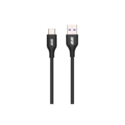 Кабель USB-A > USB-C заряджання/синхронізації 2E 1м, Type-C, Glow, чорний (2E-CCAC-BL)