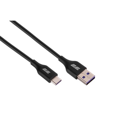 Кабель USB-A > USB-C заряджання/синхронізації 2E 1м, Type-C, Glow, чорний (2E-CCAC-BL)