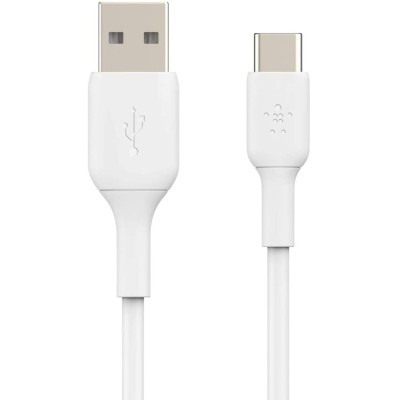 Кабель USB-A > USB-C заряджання/синхронізації Belkin 2м, 15Вт, Type-C, PVC, білий (CAB001BT2MWH)