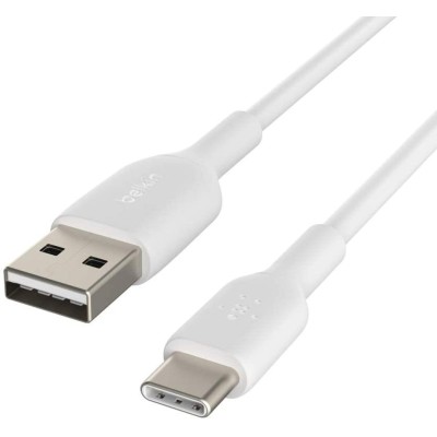 Кабель USB-A > USB-C заряджання/синхронізації Belkin 2м, 15Вт, Type-C, PVC, білий (CAB001BT2MWH)