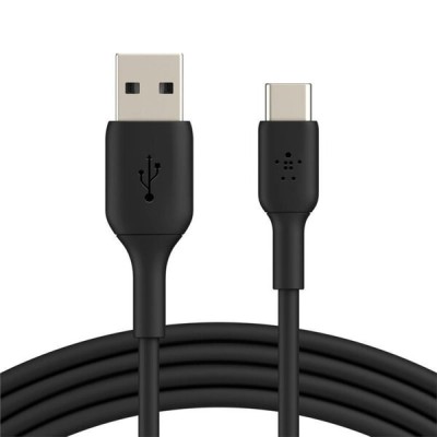 Кабель USB-A > USB-C заряджання/синхронізації Belkin 2м, 15Вт, Type-C, PVC, чорний (CAB001BT2MBK)