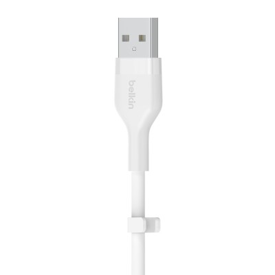 Кабель USB-A > USB-C заряджання/синхронізації Belkin 2м, 15Вт, Type-C, силіконовий з кліпсою, білий (CAB008BT2MWH)