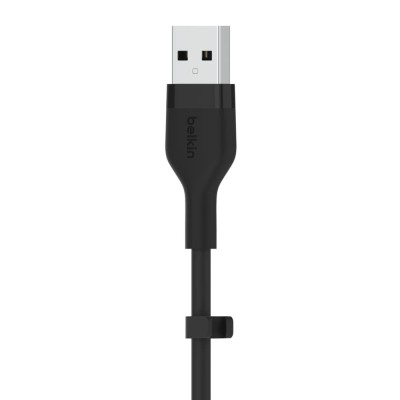 Кабель USB-A > USB-C заряджання/синхронізації Belkin 3м, 15Вт, Type-C, силіконовий з кліпсою, чорний (CAB008BT3MBK)