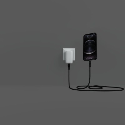 Кабель USB-C > Lightning заряджання/синхронізації Belkin 1м, Type-C, плетений, силіконовий, з ремінцем на магніті, чорний (CAA01 Кабель USB-C > Lightning заряджання/синхронізації Belkin 1м, Type-C, плетений, силіконовий, з ремінцем на магніті, чорний (CAA01