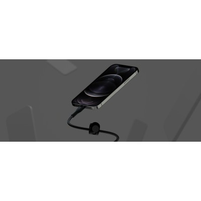 Кабель USB-C > Lightning заряджання/синхронізації Belkin 1м, Type-C, плетений, силіконовий, з ремінцем на магніті, чорний (CAA01 Кабель USB-C > Lightning заряджання/синхронізації Belkin 1м, Type-C, плетений, силіконовий, з ремінцем на магніті, чорний (CAA01