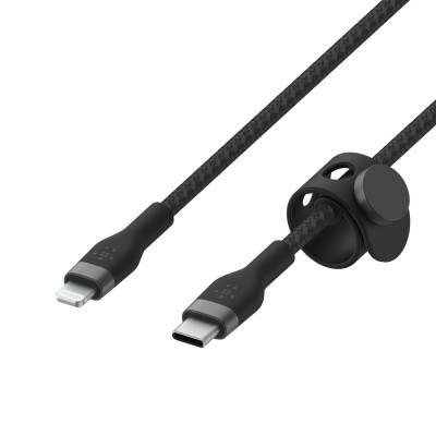 Кабель USB-C > Lightning заряджання/синхронізації Belkin 1м, Type-C, плетений, силіконовий, з ремінцем на магніті, чорний (CAA01 Кабель USB-C > Lightning заряджання/синхронізації Belkin 1м, Type-C, плетений, силіконовий, з ремінцем на магніті, чорний (CAA01