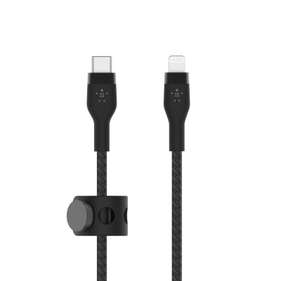 Кабель USB-C > Lightning заряджання/синхронізації Belkin 1м, Type-C, плетений, силіконовий, з ремінцем на магніті, чорний (CAA01 Кабель USB-C > Lightning заряджання/синхронізації Belkin 1м, Type-C, плетений, силіконовий, з ремінцем на магніті, чорний (CAA01