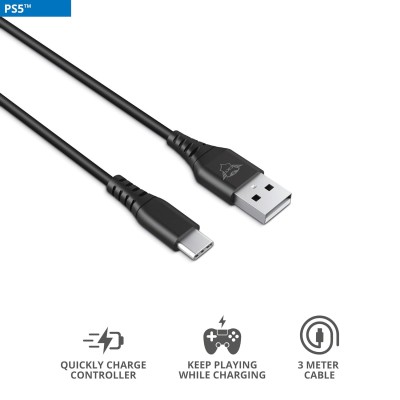 Кабель USB-C > Lightning заряджання/синхронізації Trust GXT 226 FOR PS5 3м, Type-C, чорний (24168_TRUST)