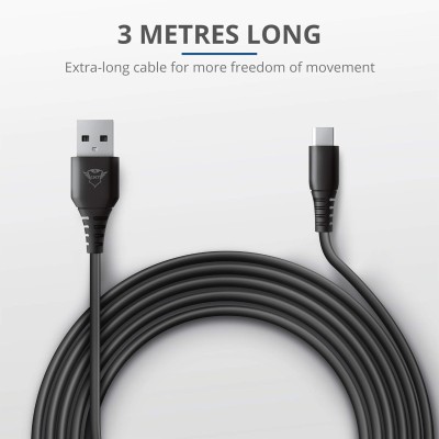 Кабель USB-C > Lightning заряджання/синхронізації Trust GXT 226 FOR PS5 3м, Type-C, чорний (24168_TRUST)