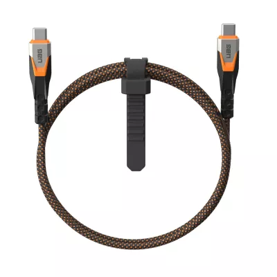 Кабель USB-C > USB-C 3.2 заряджання/синхронізації UAG 0.75м, 240Вт, Type-C, Rugged Double Braided Nylon, Black/Orange (9B4415114