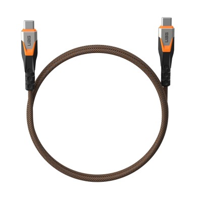 Кабель USB-C > USB-C 3.2 заряджання/синхронізації UAG 0.75м, 240Вт, Type-C, Rugged Double Braided Nylon, Black/Orange (9B4415114