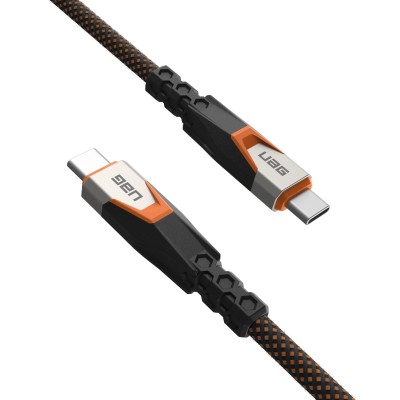 Кабель USB-C > USB-C 3.2 заряджання/синхронізації UAG 0.75м, 240Вт, Type-C, Rugged Double Braided Nylon, Black/Orange (9B4415114