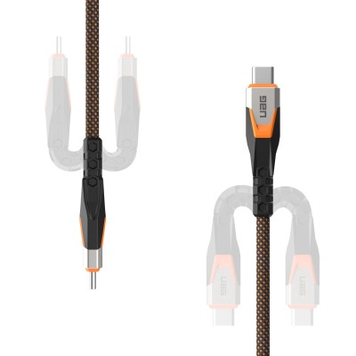 Кабель USB-C > USB-C 3.2 заряджання/синхронізації UAG 0.75м, 240Вт, Type-C, Rugged Double Braided Nylon, Black/Orange (9B4415114