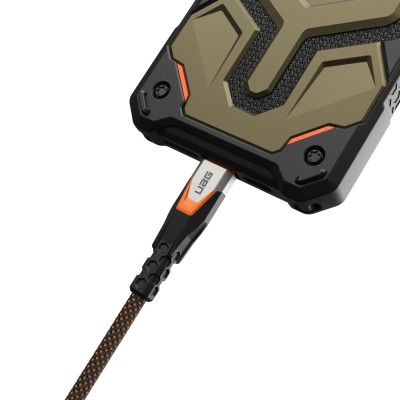 Кабель USB-C > USB-C 3.2 заряджання/синхронізації UAG 0.75м, 240Вт, Type-C, Rugged Double Braided Nylon, Black/Orange (9B4415114