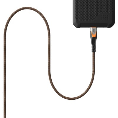 Кабель USB-C > USB-C 3.2 заряджання/синхронізації UAG 0.75м, 240Вт, Type-C, Rugged Double Braided Nylon, Black/Orange (9B4415114