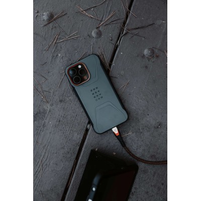 Кабель USB-C > USB-C 3.2 заряджання/синхронізації UAG 0.75м, 240Вт, Type-C, Rugged Double Braided Nylon, Black/Orange (9B4415114