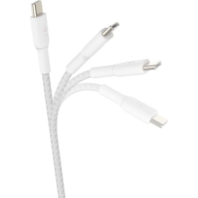 Кабель USB-C > USB-C заряджання/синхронізації Belkin 2м, 60Вт, Type-C, плетений, білий (CAB004BT2MWH)