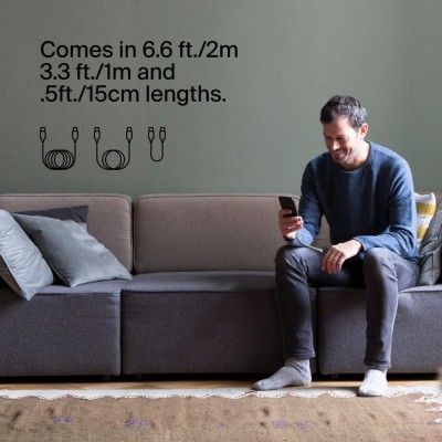 Кабель USB-C > USB-C заряджання/синхронізації Belkin 2м, 60Вт, Type-C, плетений, білий (CAB004BT2MWH)