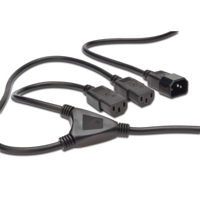 Кабель живлення DIGITUS C14 > 2xC13, 1.7м, чорний (AK-440400-017-S)