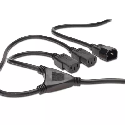 Кабель живлення DIGITUS C14 > 2xC13, 1.7м, чорний (AK-440400-017-S)