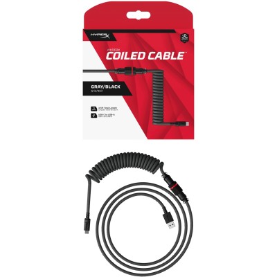 Кабель заряджання/синхронізації HyperX USB-A > USB-C, спіральний, 1.37м, сіро-чорний (6J679AA)