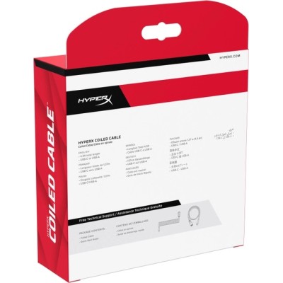 Кабель заряджання/синхронізації HyperX USB-A > USB-C, спіральний, 1.37м, сіро-чорний (6J679AA)