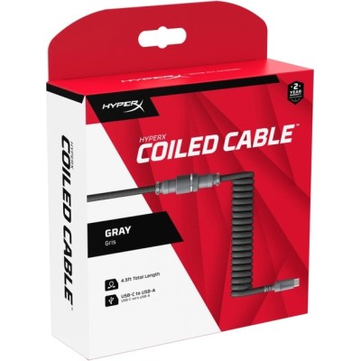 Кабель заряджання/синхронізації HyperX USB-A > USB-C, спіральний, 1.37м, сіро-чорний (6J679AA)
