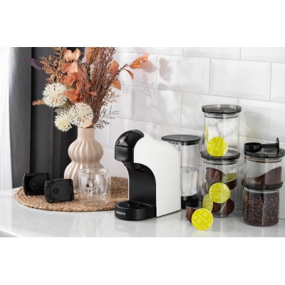 Кавоварка Ardesto капсульна, 0.8л, капсули Nespresso, Nescafe Dolce Gusto, мелена кава, сенсорне керування, білий (YCM-CNDE)