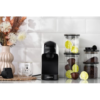 Кавоварка Ardesto капсульна, 0.8л, капсули Nespresso, Nescafe Dolce Gusto, мелена кава, сенсорне керування, білий (YCM-CNDE)