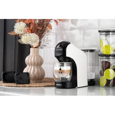 Кавоварка Ardesto капсульна, 0.8л, капсули Nespresso, Nescafe Dolce Gusto, мелена кава, сенсорне керування, білий (YCM-CNDE)